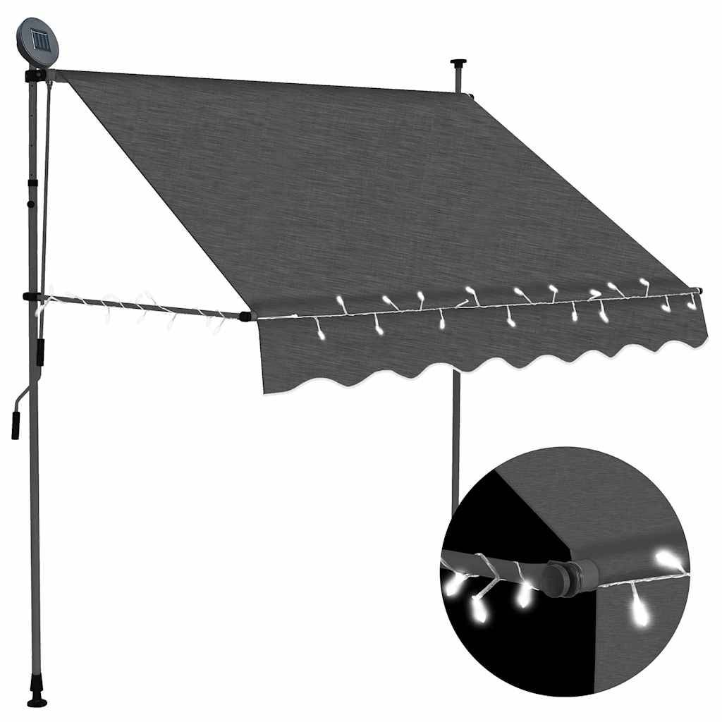 ComfortXL - Store Fenêtre Lumineux LED Solaire Manuel sans Perçage Rétractable Anthracite 200x120 cm – ComfortXL Outdoor Living