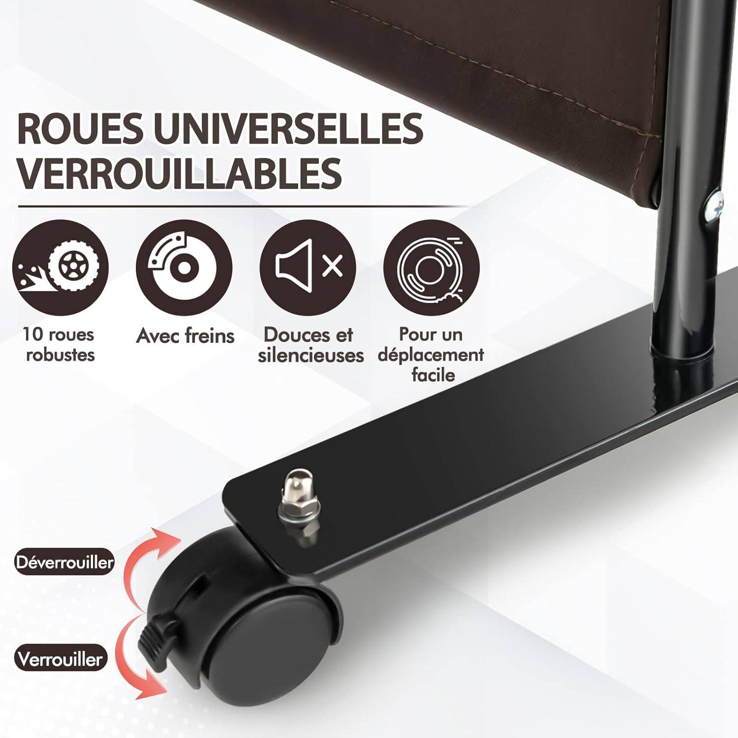 Paravent Intérieur à Roulette 4 Panneaux Pliable,Cloison de Séparation Pièce Pied Protéger Privée - Image 4