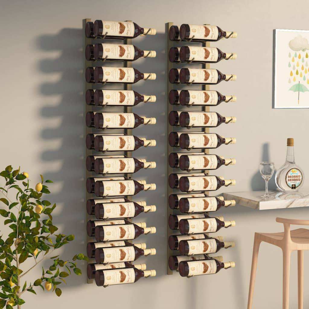 Autre - Casier à vin mural pour 24 bouteilles 2 pcs Doré Fer - Image 1