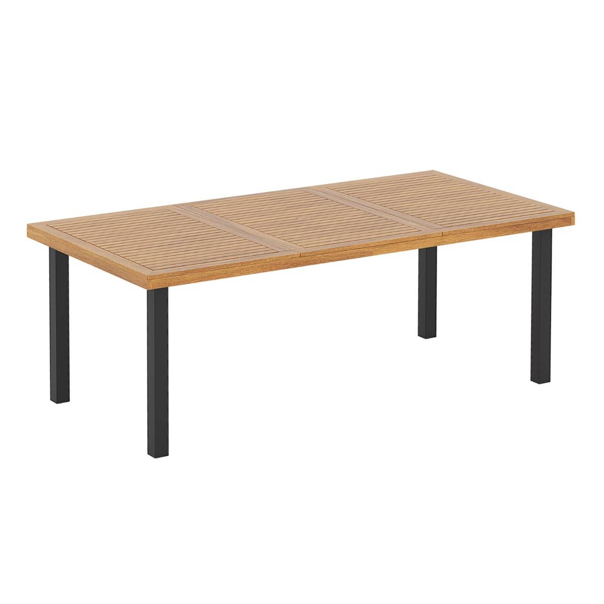 Maison Chic - Table de Jardin 200 CM pour 8 Personnes Table Exterieur en Bois d’Acacia avec Trou de Parasol Dia.5 CM Design Latte Pieds en Métal - Image 1