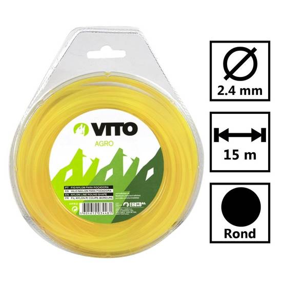 Fil nylon rond pour débroussailleuse - longueur 15m - diamètre 2.4mm VITO - Image 2
