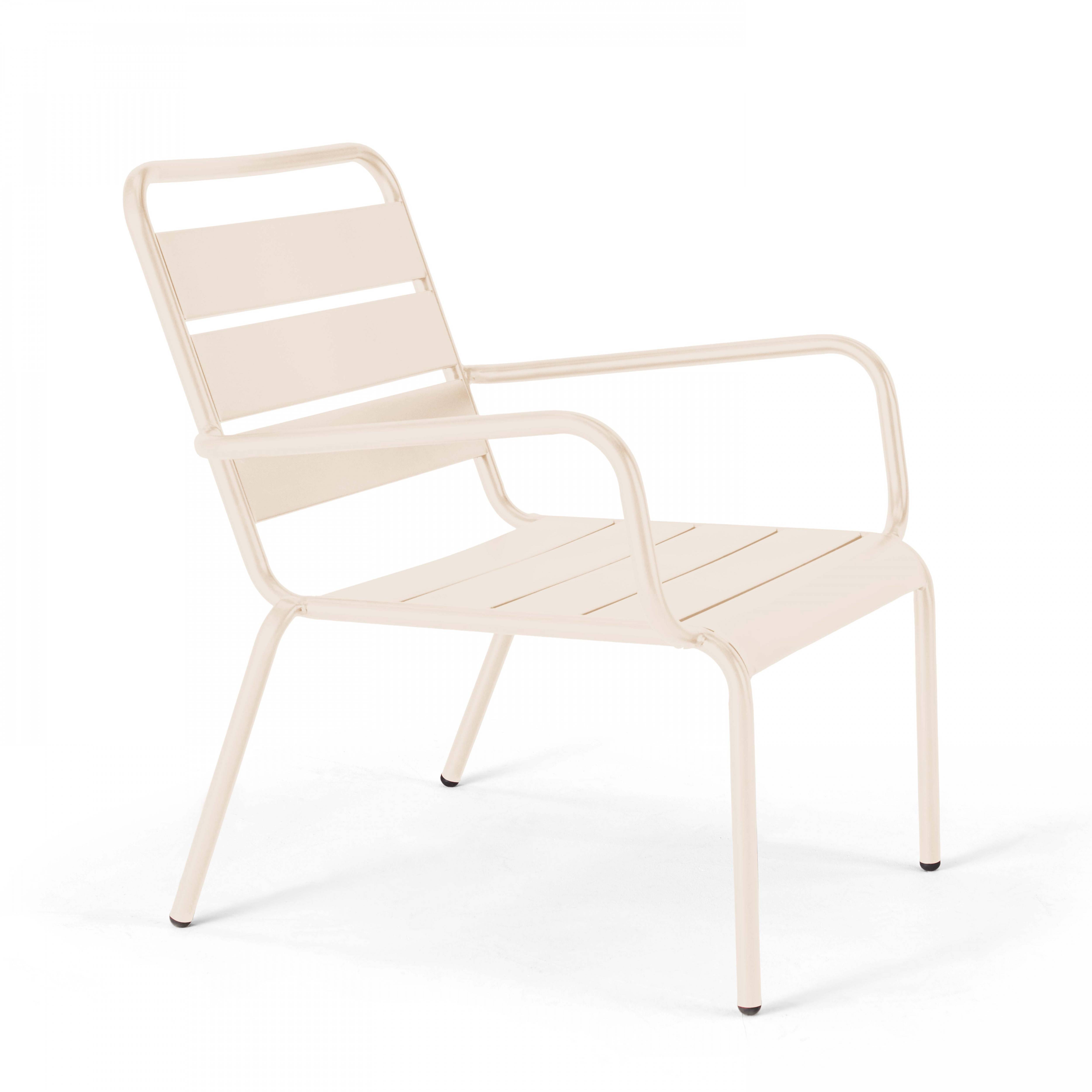 Oviala - Fauteuil relax et repose pied en métal ivoire Palavas - Oviala - Imagen 5