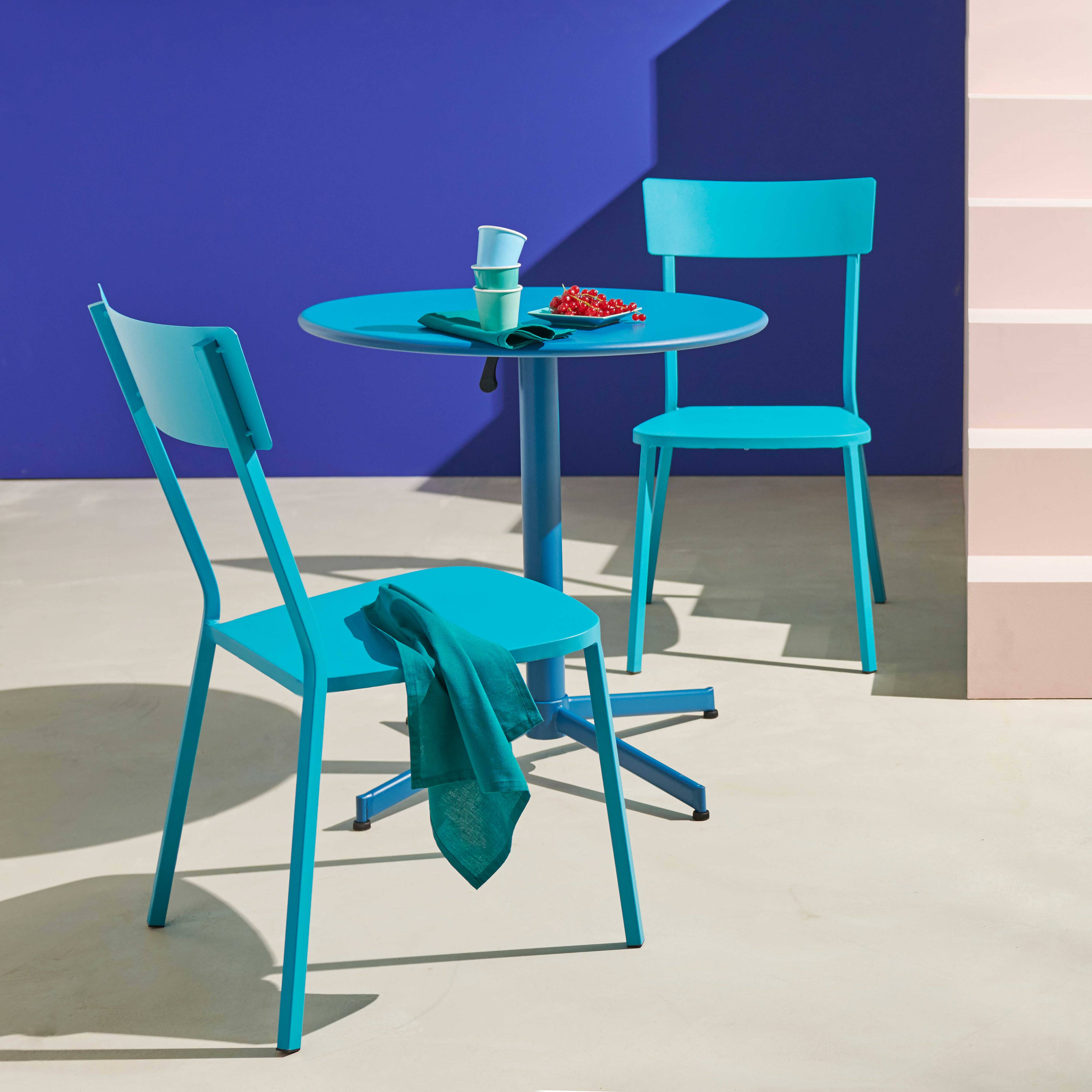 Oviala - Chaise de jardin en métal bistrot bleu - Oviala - Imagen 5