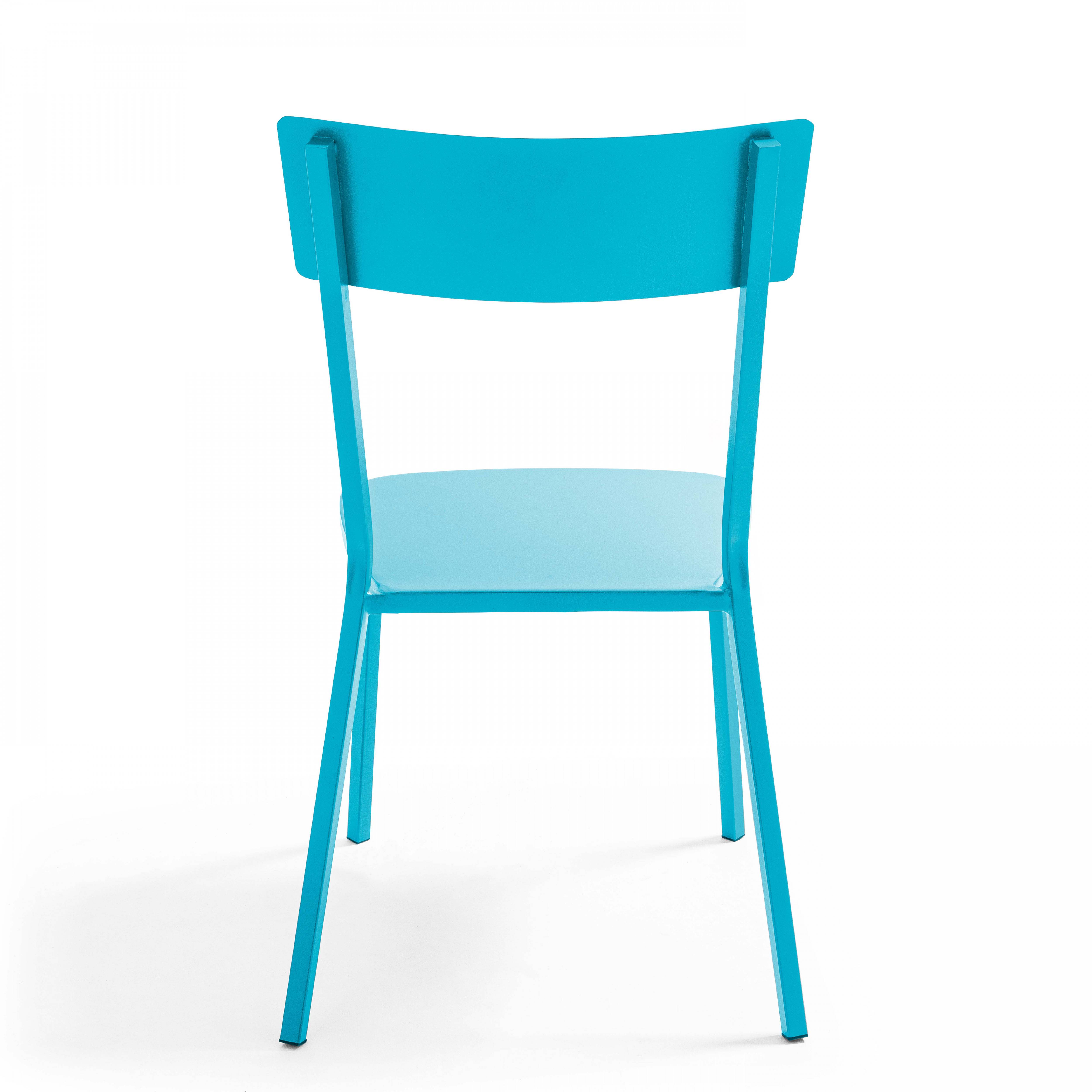 Oviala - Chaise de jardin en métal bistrot bleu - Oviala - Imagen 4