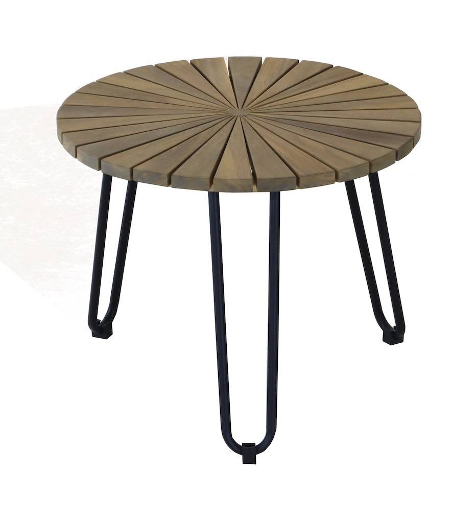 Proloisirs - Table basse - COFFEE - Acacia FSC 100% - Pied en acier noir - 50 x 44 cm