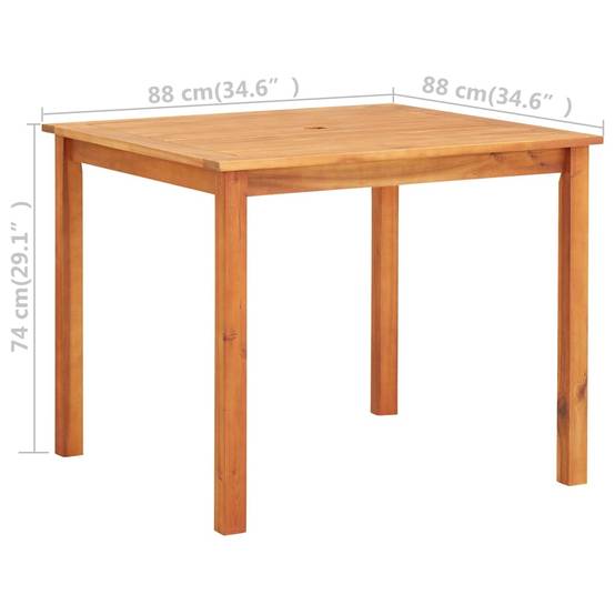 Table de Jardin Carrée 4 Personnes en Bois d'Acacia Massif avec Trou pour Parasol, 88x88 cm – ComfortXL Outdoor Living - Image 4