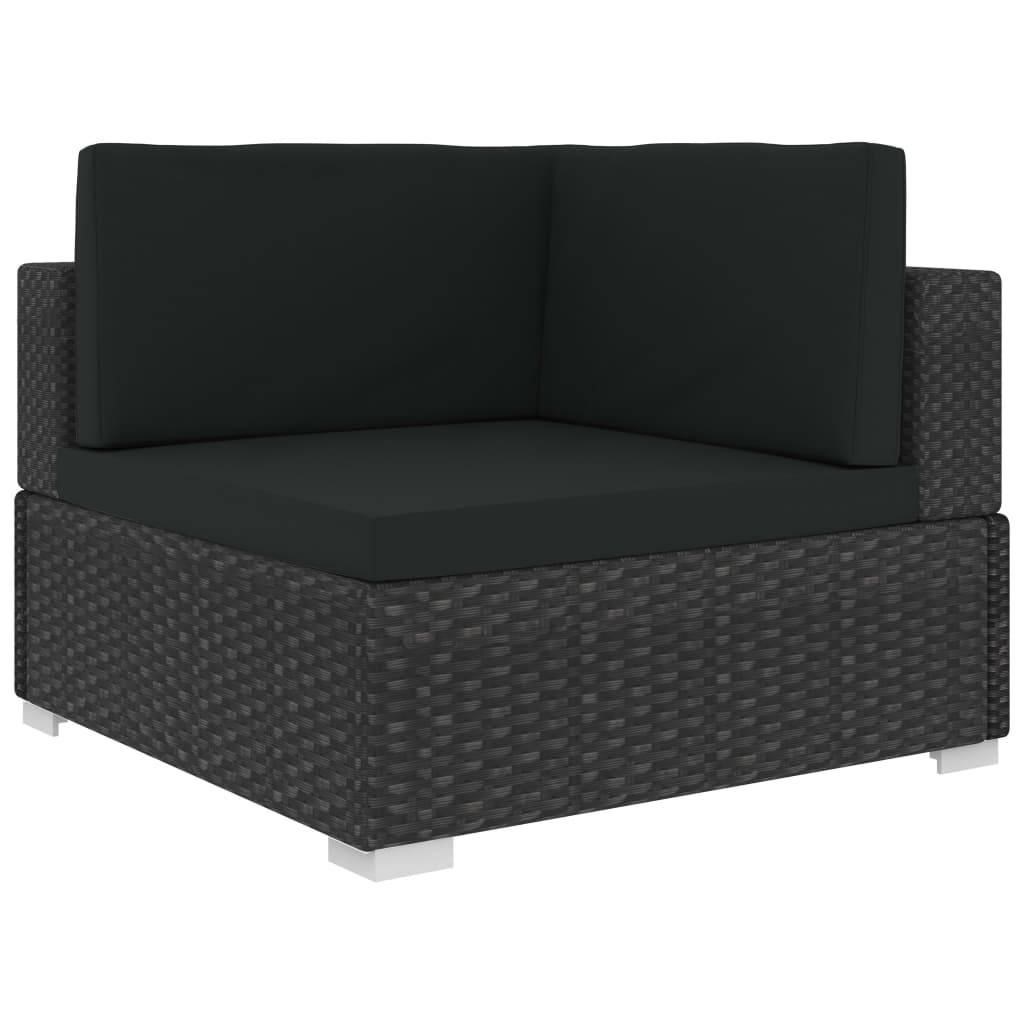 Vidaxl - Chaises d'angles lot de 2 avec coussins Résine tressée Noir vidaXL 47263 - Imagen 5
