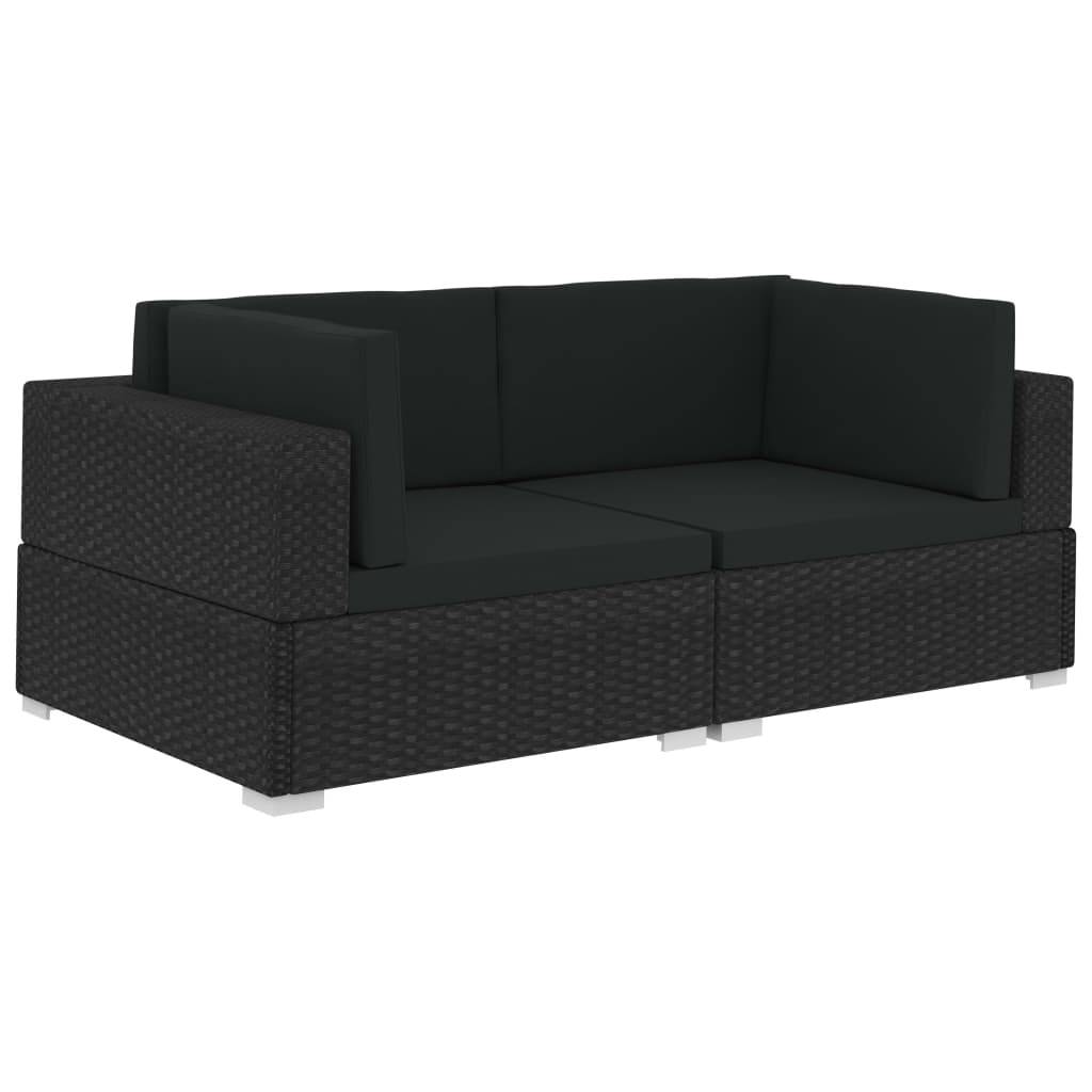 Vidaxl - Chaises d'angles lot de 2 avec coussins Résine tressée Noir vidaXL 47263 - Imagen 2