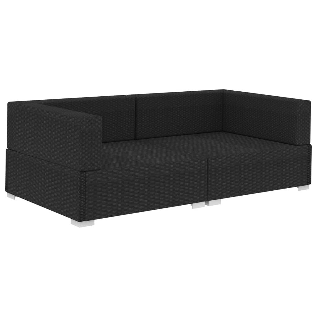 Vidaxl - Chaises d'angles lot de 2 avec coussins Résine tressée Noir vidaXL 47263 - Imagen 6