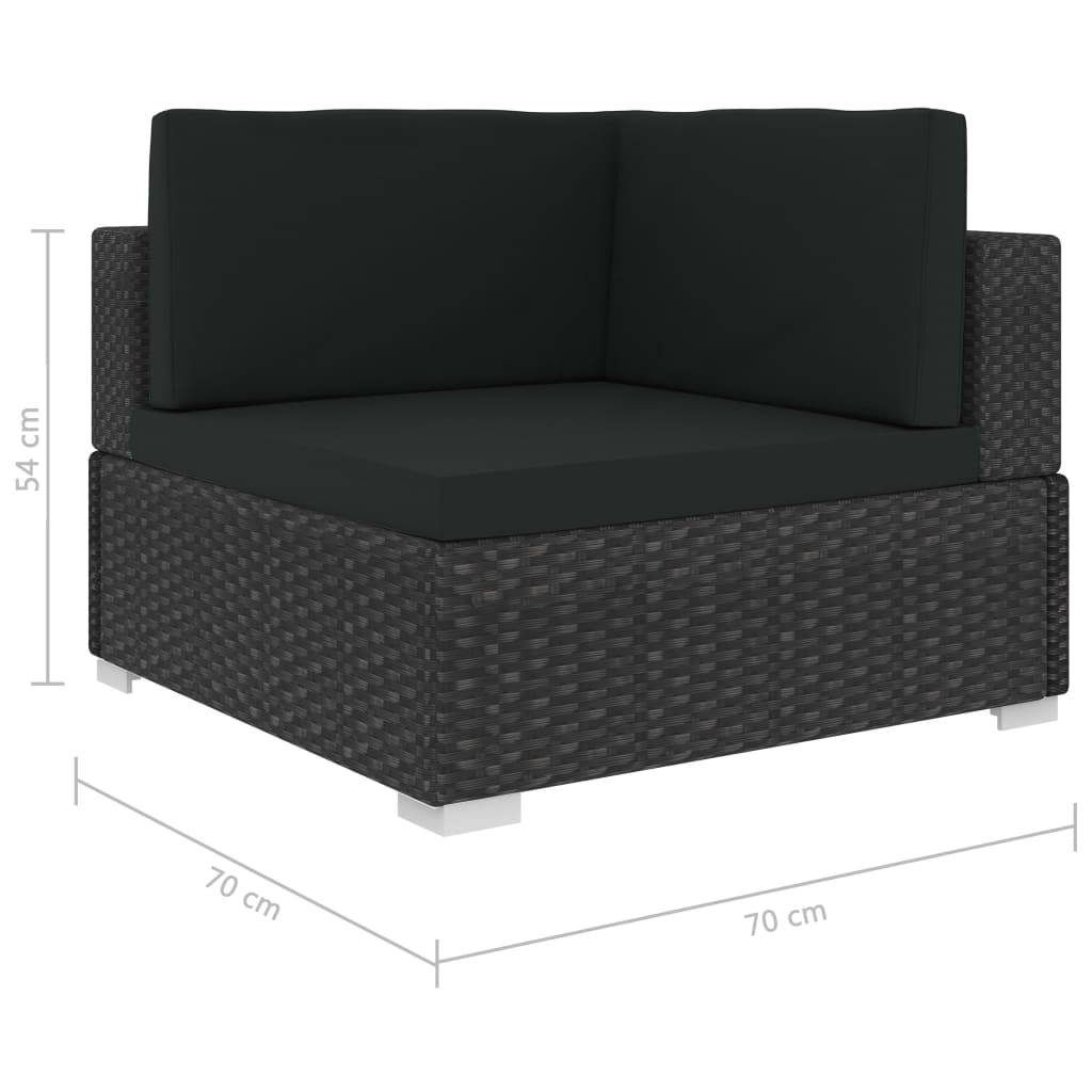 Vidaxl - Chaises d'angles lot de 2 avec coussins Résine tressée Noir vidaXL 47263 - Imagen 3