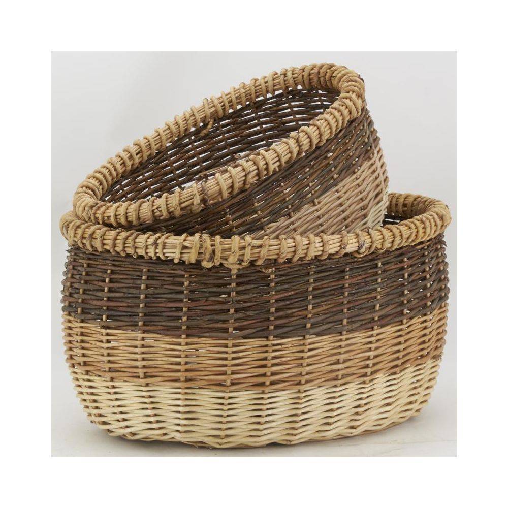 Aubry Gaspard - Corbeilles ovales en osier 3 tons (lot de 2) - Imagen 2