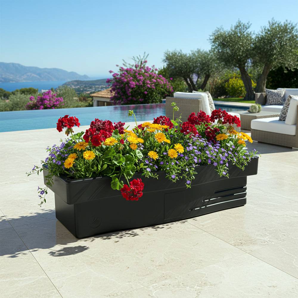 Jardinière design effet pierre 70l avec réserve d'eau-plast'up rotomoulage - Imagen 2