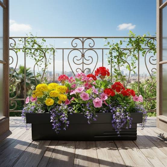 Jardinière design effet pierre 70l avec réserve d'eau-plast'up rotomoulage - Imagen 3