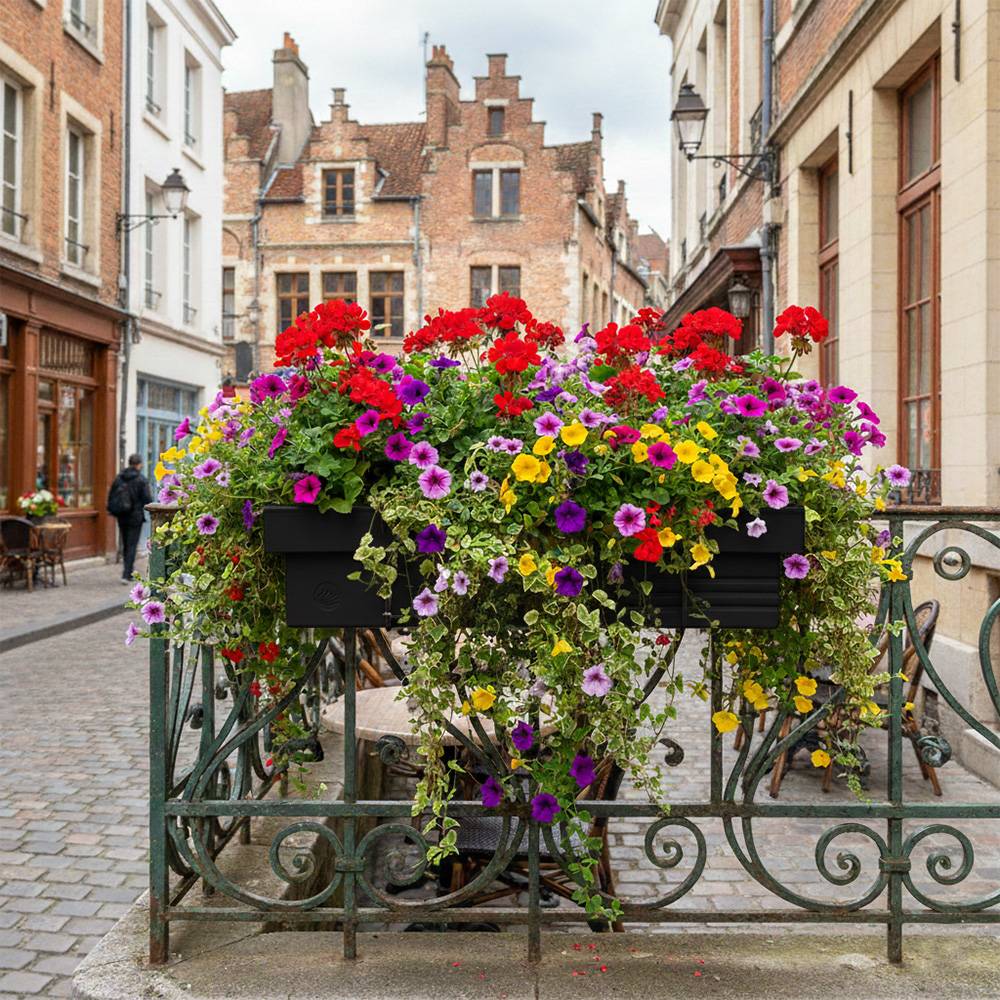 Jardinière design effet pierre 70l avec réserve d'eau-plast'up rotomoulage - Imagen 4