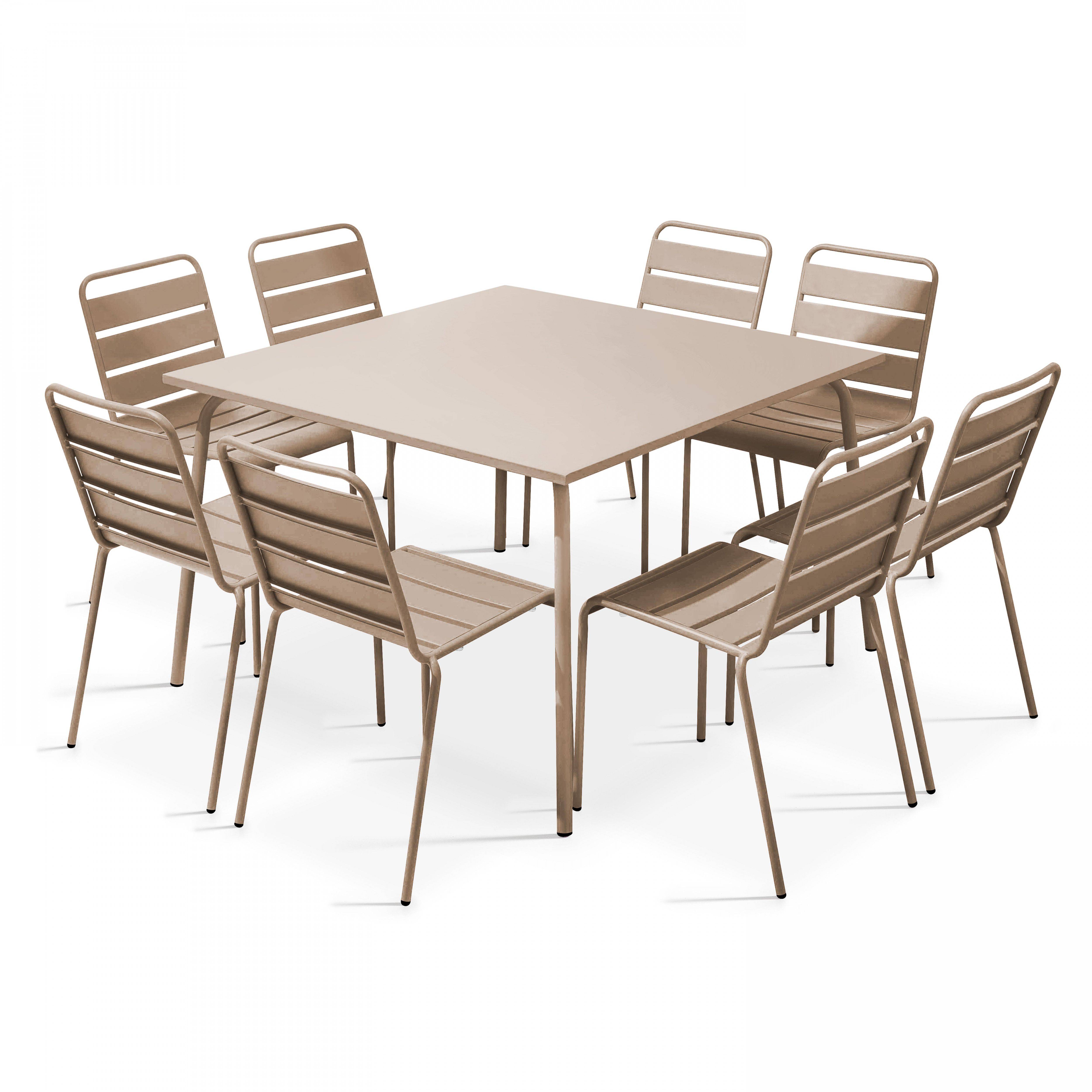 Oviala - Ensemble table de jardin et 8 chaises en métal taupe Palavas - Oviala - Imagen 1