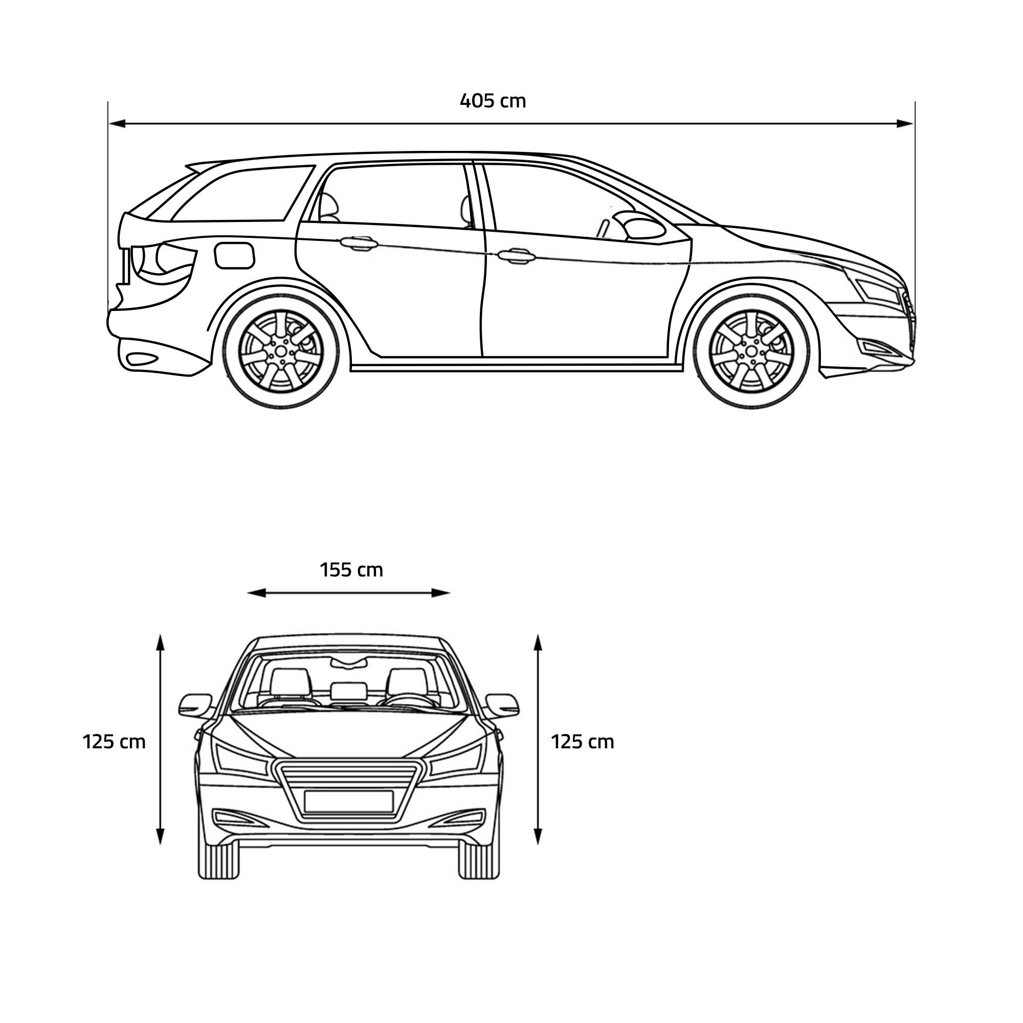 Ecd-Germany - Bâche Protection Voiture Combi Taille M 405x155x125 cm, Gris, Tissu non-tissé à 3 Couches 110g/m² - Image 6