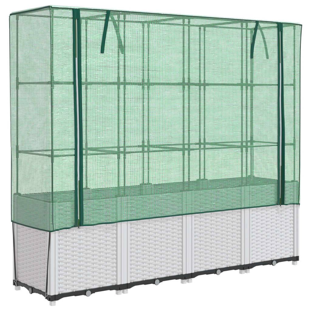 ComfortXL - Haute Jardinière sur Pieds 160cm avec Serre de Culture, Design Rotin Blanc, Hauteur Totale 153cm – ComfortXL Outdoor Living - Image 2