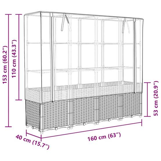 ComfortXL - Haute Jardinière sur Pieds 160cm avec Serre de Culture, Design Rotin Blanc, Hauteur Totale 153cm – ComfortXL Outdoor Living - Image 9