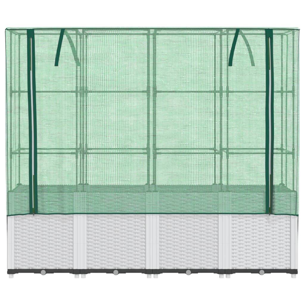 ComfortXL - Haute Jardinière sur Pieds 160cm avec Serre de Culture, Design Rotin Blanc, Hauteur Totale 153cm – ComfortXL Outdoor Living - Image 4