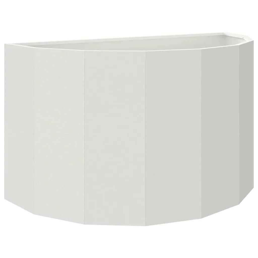 Helloshop26 - Jardinière demi-ronde moderne extérieure 90 x 45 x 50 cm design chic en acier blanc - Image 1