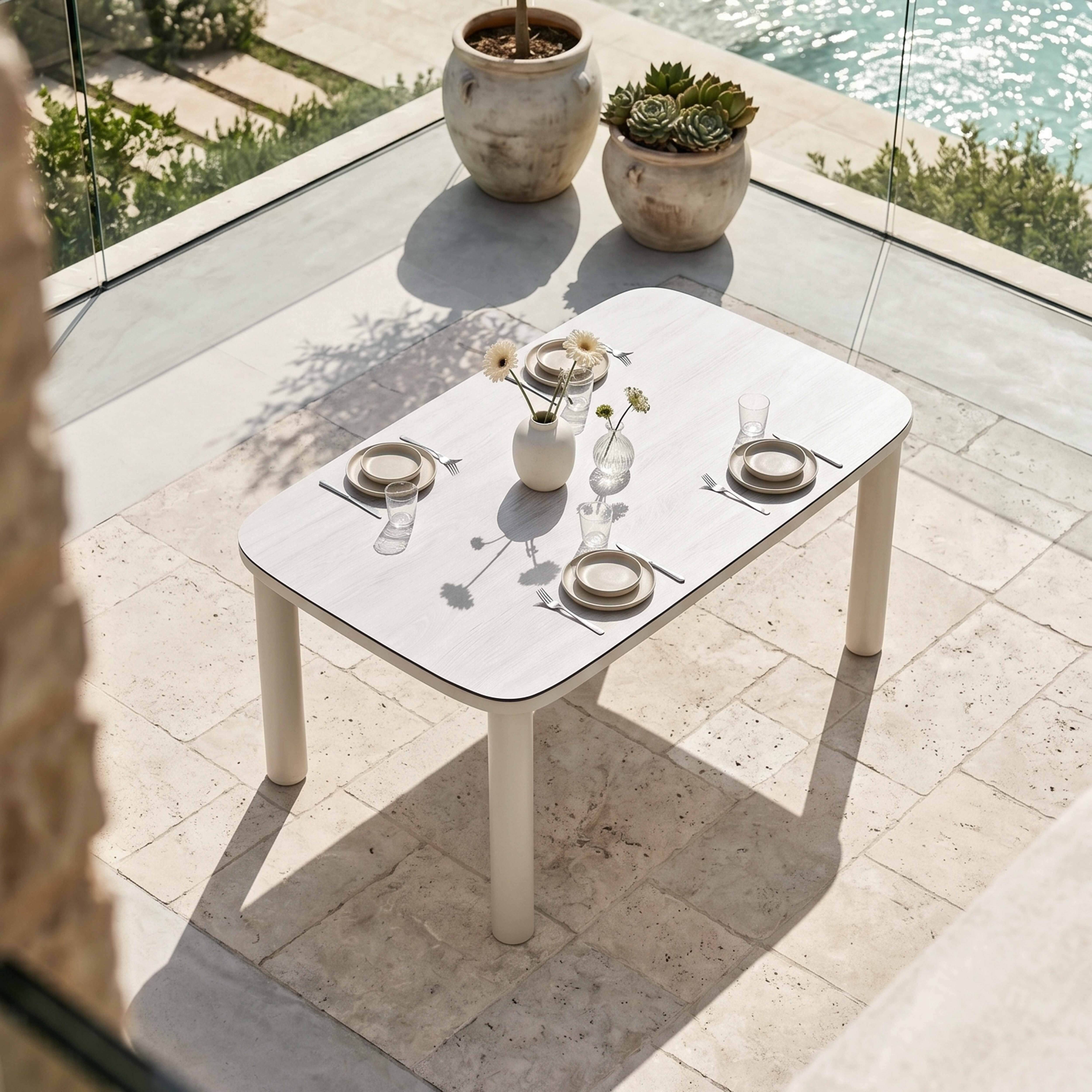 Oviala - Table de jardin structure en aluminium 6 personnes L150x90cm beige Nocera - Oviala - Image 2