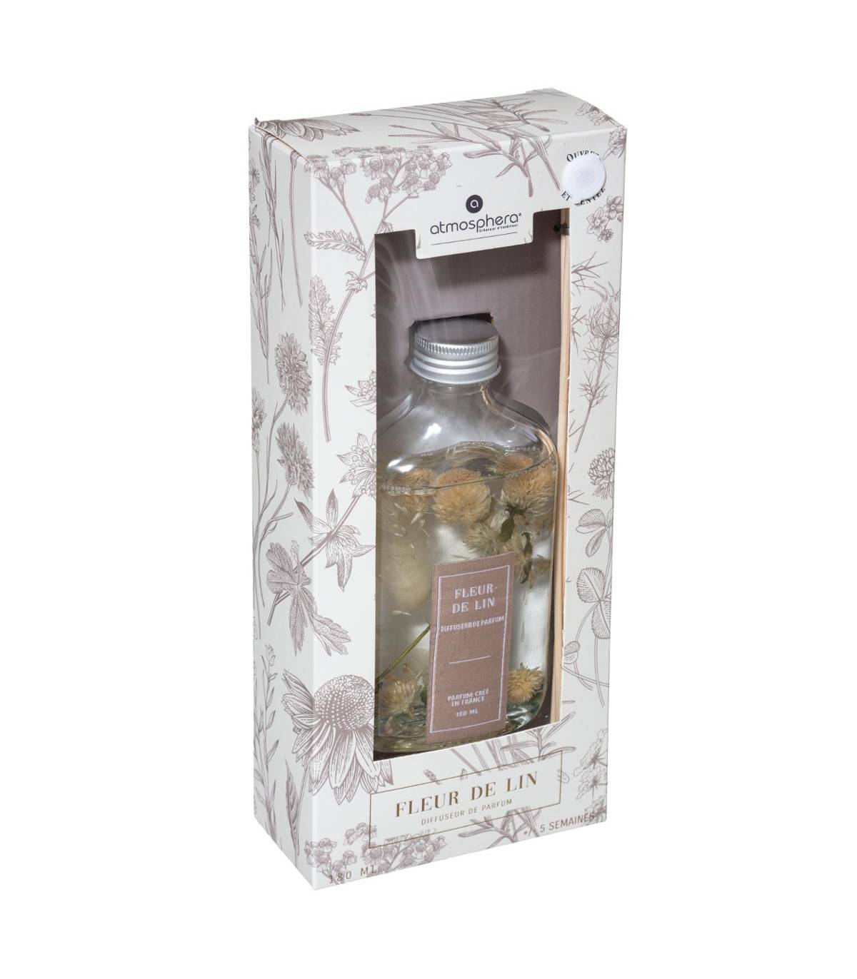 Diffuseur de parfum Fleur de lin 180 ml avec 6 bâtonnets - Imagen 2