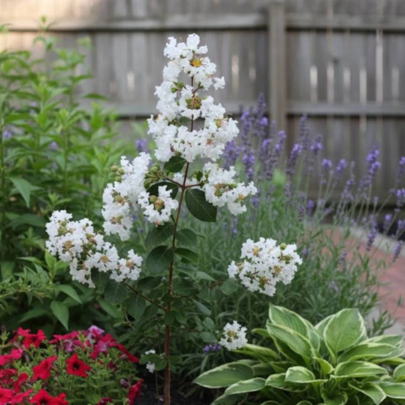 Lilas des Indes Petit´ Canaille® Blanc, Lagerstroemia à fleurs Blanche - feuillage Caduc - Pot de 3L - Touffe-  hauteur à maturité De 1,00 m à 1,50 m - Image 4