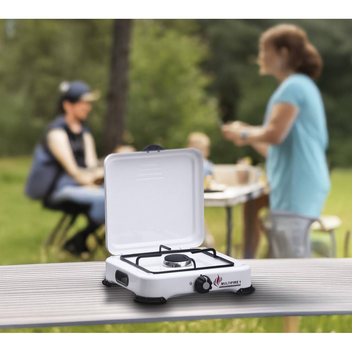 Réchaud à gaz portable 1 feu 1500W Blanc Brûleur fonte amovible Gaz butane/propane Cuisson d'appoint Exterieure Camping GOLD - Imagen 6