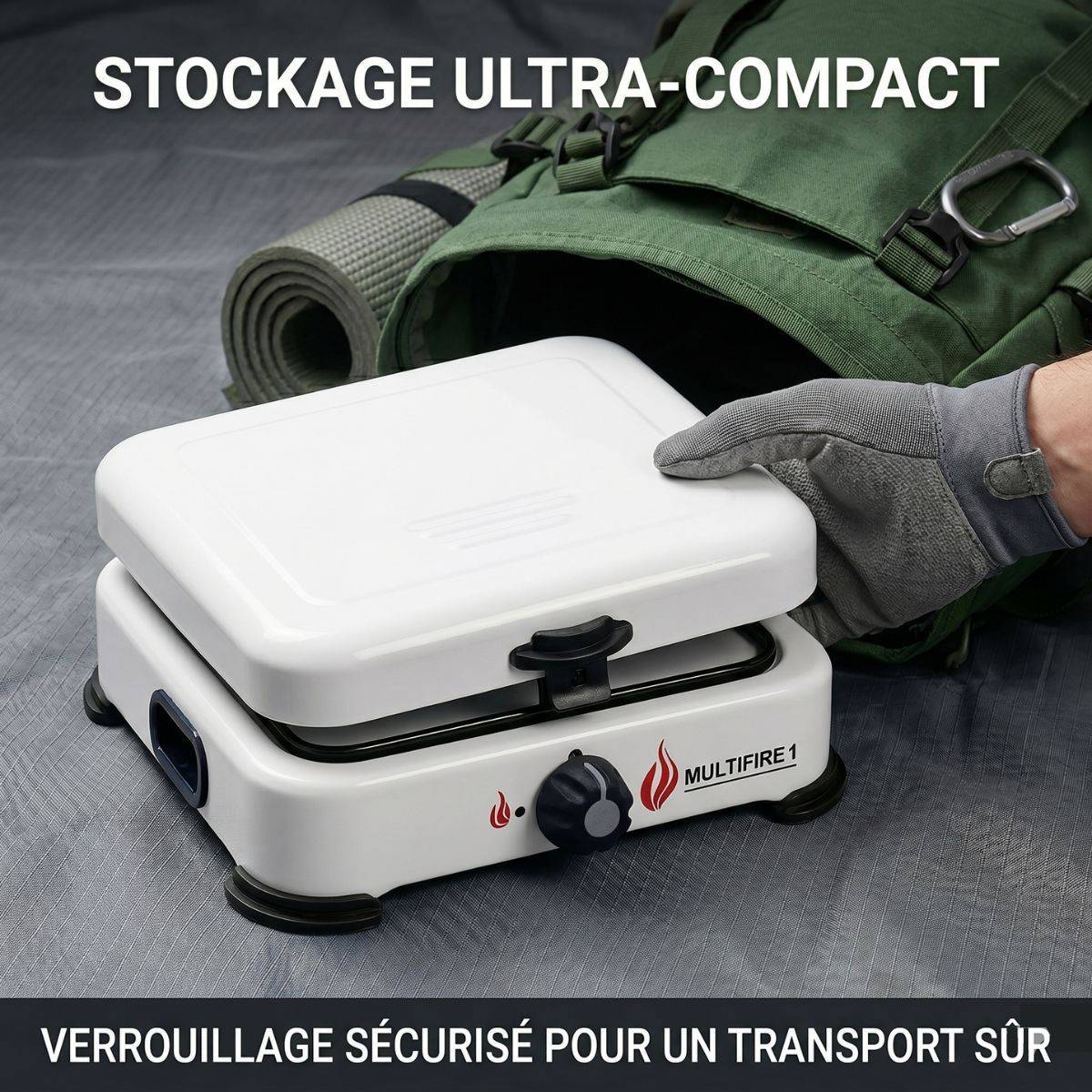 Réchaud à gaz portable 1 feu 1500W Blanc Brûleur fonte amovible Gaz butane/propane Cuisson d'appoint Exterieure Camping GOLD - Imagen 4