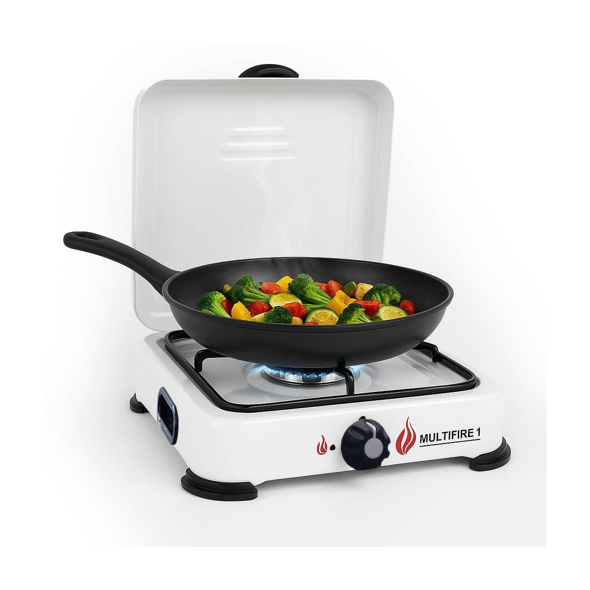 Réchaud à gaz portable 1 feu 1500W Blanc Brûleur fonte amovible Gaz butane/propane Cuisson d'appoint Exterieure Camping GOLD - Imagen 1