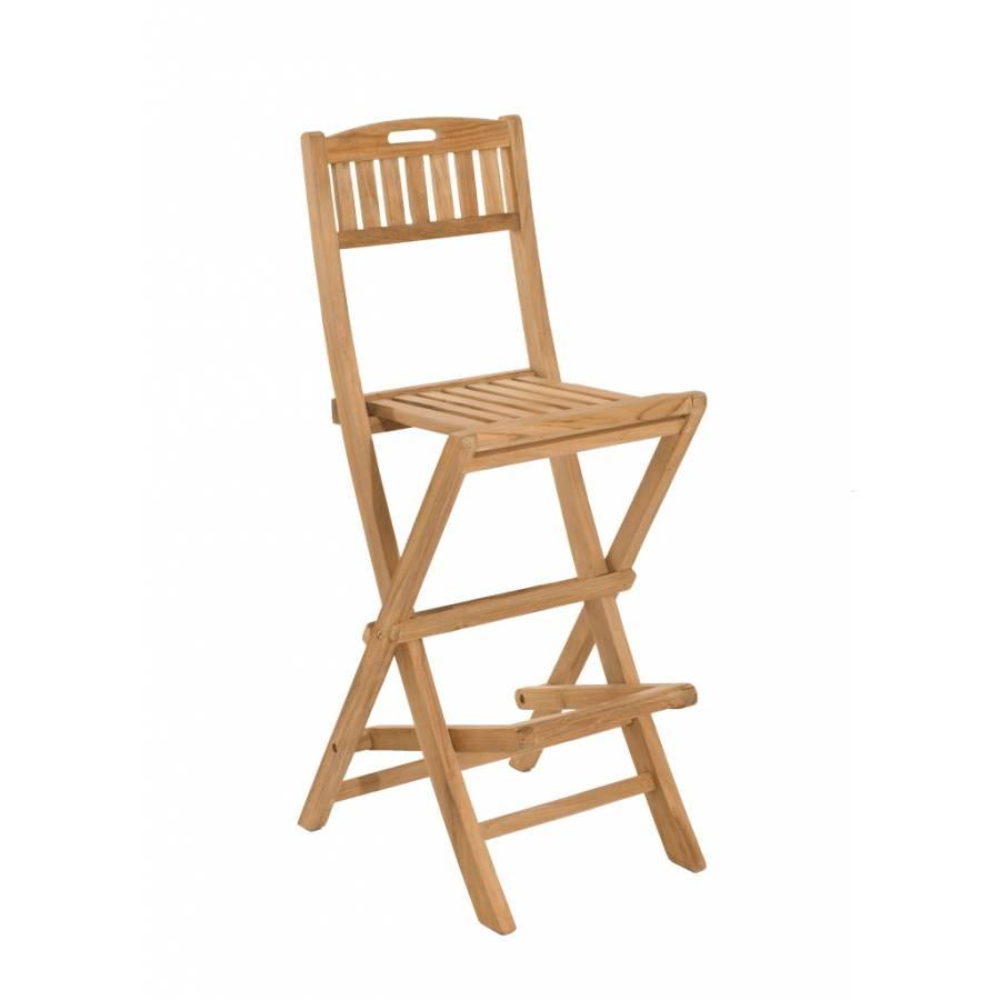 Macabane - HARRIS - Chaise pliante de bar jardin en bois Teck - Imagen 1