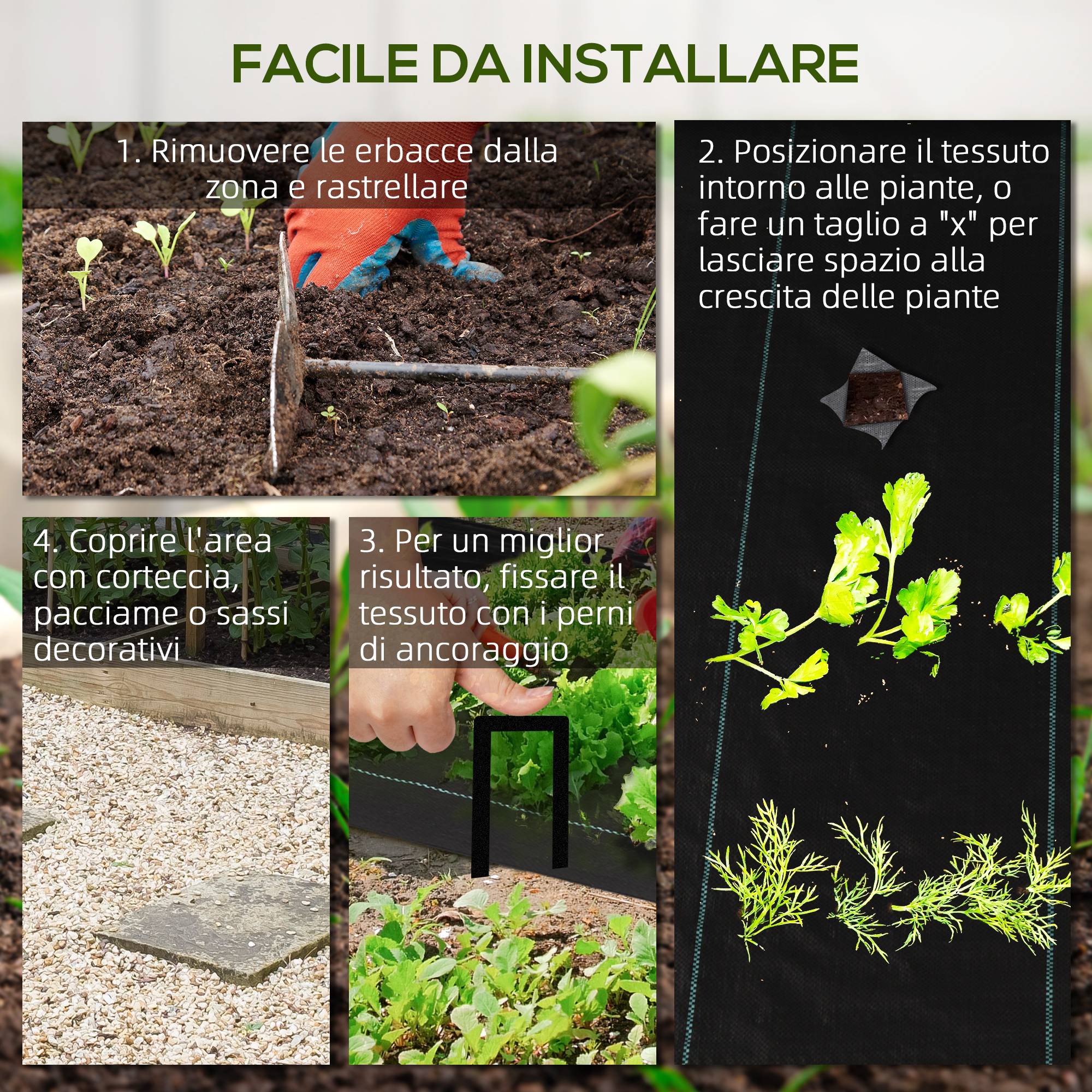 ComfortXL - Toile de paillage anti-mauvaises herbes en polypropylène noir 2 x 25 m 60 g/m² pour jardin et potager drainante - Image 5