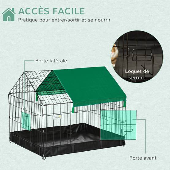 Enclos lapins métal noir 90 x 75 x 75 cm - PANGIVO - Image 6