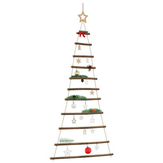 Sapin de Noël Mural Suspendu en Bois Naturel Décoration Rustique 150 cm – ComfortXL Outdoor Living - Image 1