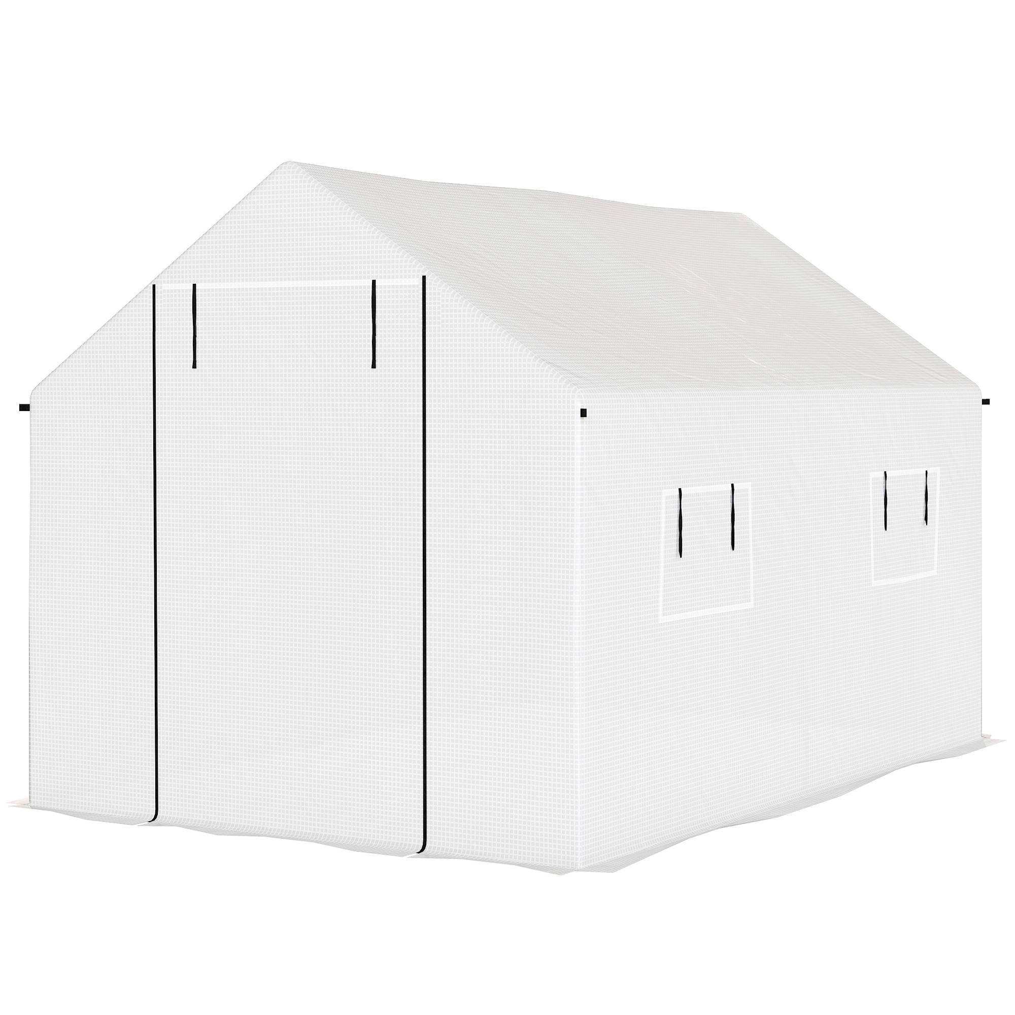 Outsunny - Serre de jardin tunnel 2x3m 6m² avec porte enroulable 4 fenêtres Acier galvanisé PE HD Blanc - Outsunny - Image 1