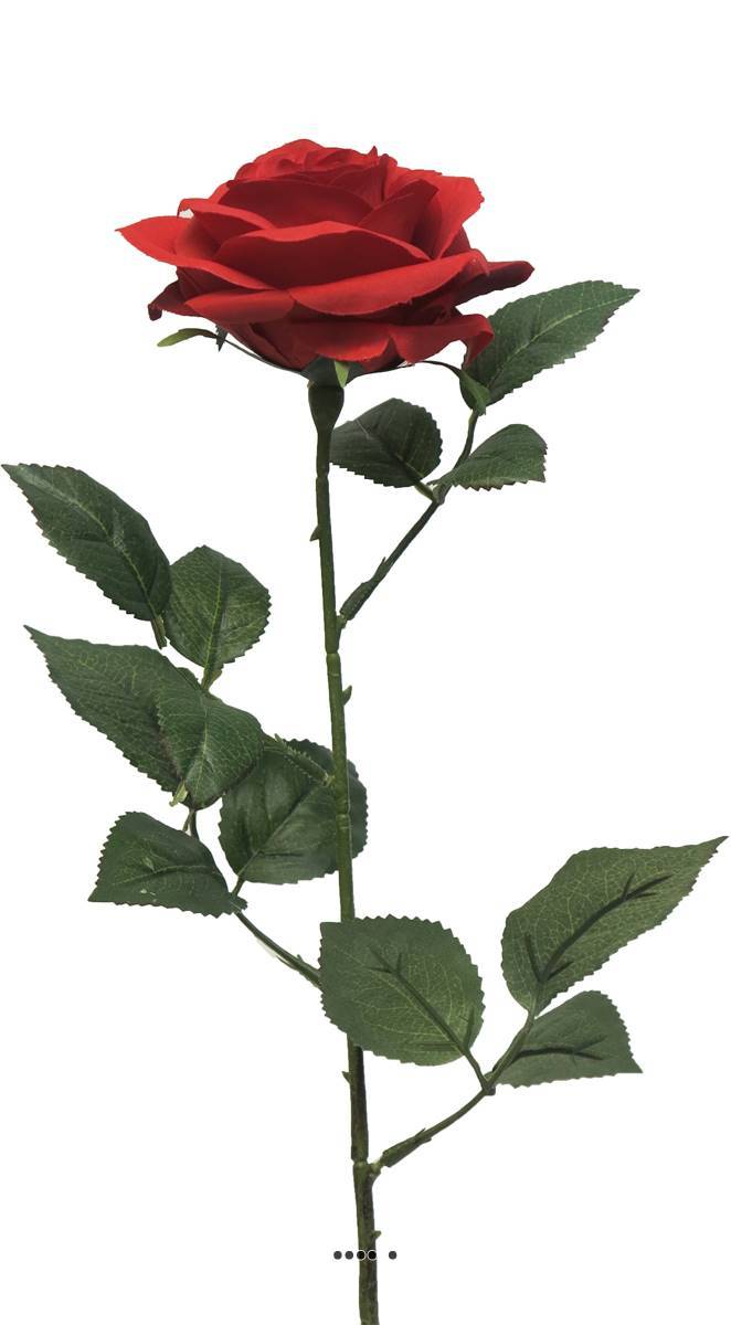 Artificielles - Rose factice Paris H64cm belle tête D9cm 12 feuilles tissu Rouge -BEST - couleur: Rouge - Imagen 2