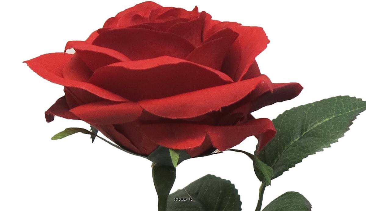 Artificielles - Rose factice Paris H64cm belle tête D9cm 12 feuilles tissu Rouge -BEST - couleur: Rouge - Imagen 3