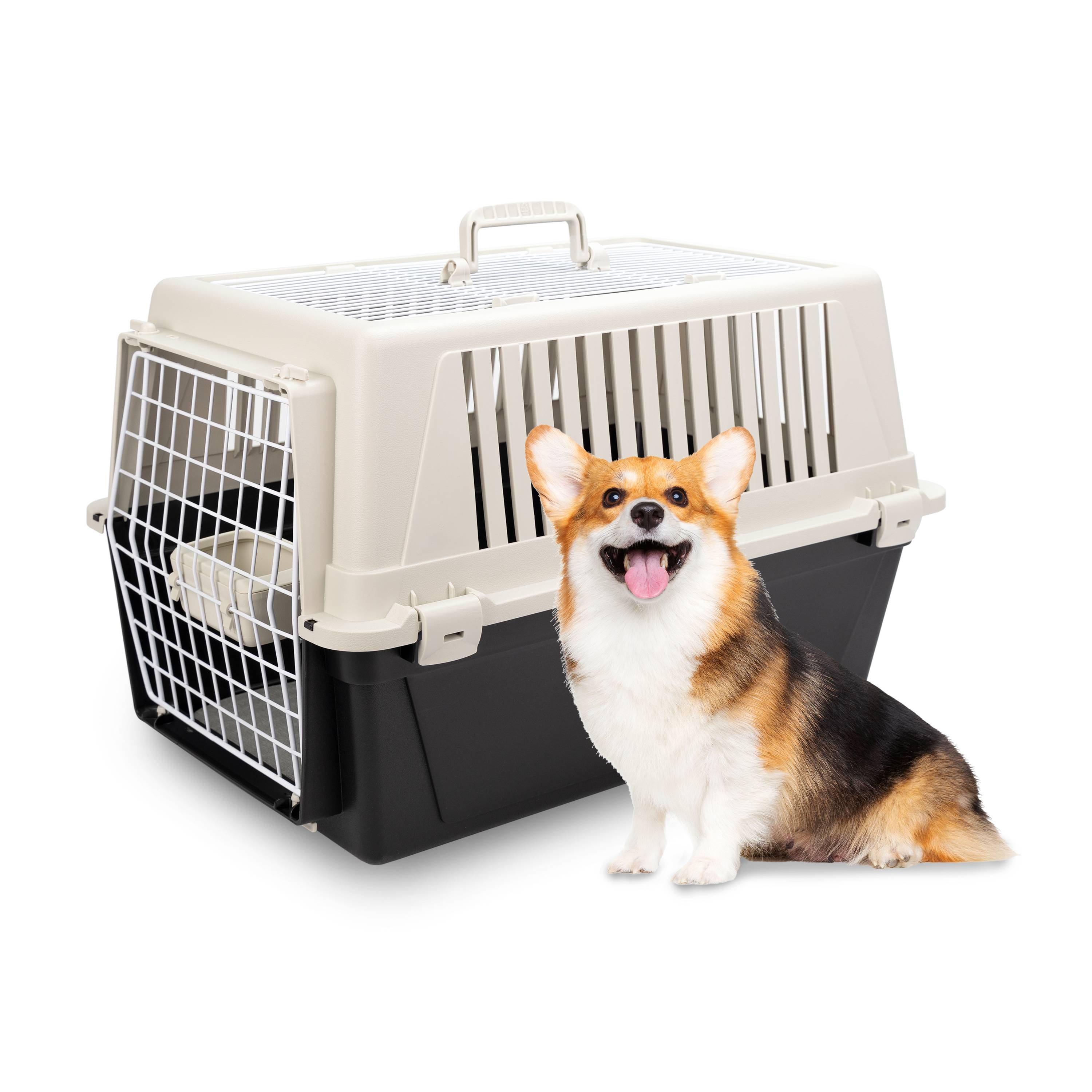 Ferplast - Ferplast Caisse de Transport Chat, Cage de Transport pour Chiens Petits Moyens et Chats jusqu'à 15 Kg, Toit Ouvrable, avec Coussin et Gamelle, Fentes - Image 7