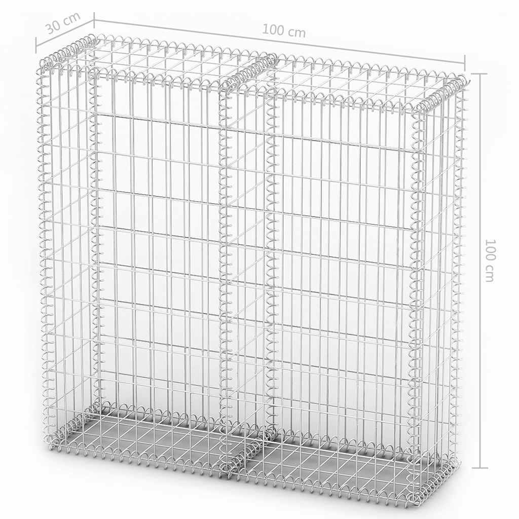 Panier de gabion avec couvercle Fil galvanisé 100 x 100 x 30 cm - PANGIVO - Image 7