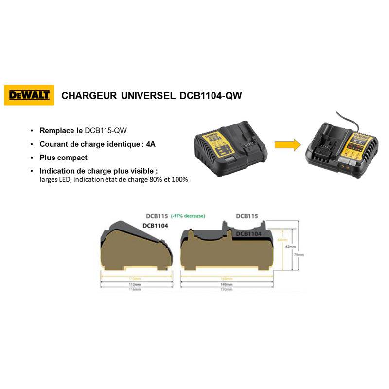 Chargeur universel DEWALT XR - 12V / 18V - DCB1104-QW - Image 2