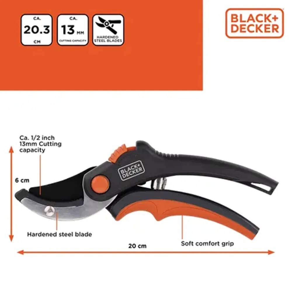 Sécateur Black&Decker® 20cm - Coupe précise et ergonomique - Image 5
