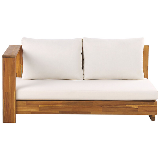 Salon de Jardin Bois Clair et Blanc en Bois d'Acacia Certifié Grand Canapé d'Angle Droit Modulable 5 Places Idéal pour l'Extérieur - Image 7