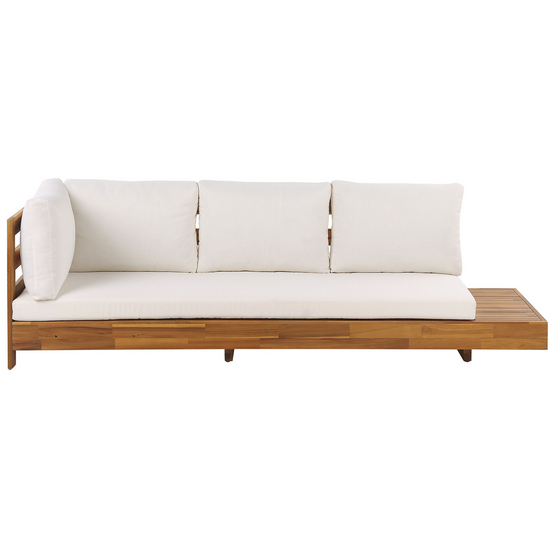 Salon de Jardin Bois Clair et Blanc en Bois d'Acacia Certifié Grand Canapé d'Angle Droit Modulable 5 Places Idéal pour l'Extérieur - Image 9