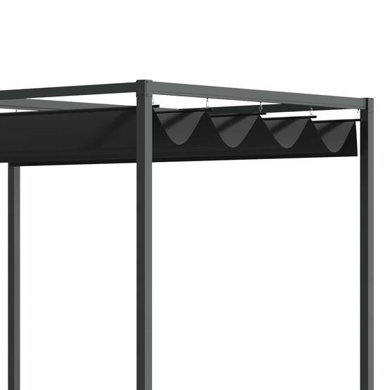 Pergola Tonnelle Métal Jardin Toit Rétractable Coulissant 298x213cm Gris Noir - ComfortXL Outdoor Living - Image 7