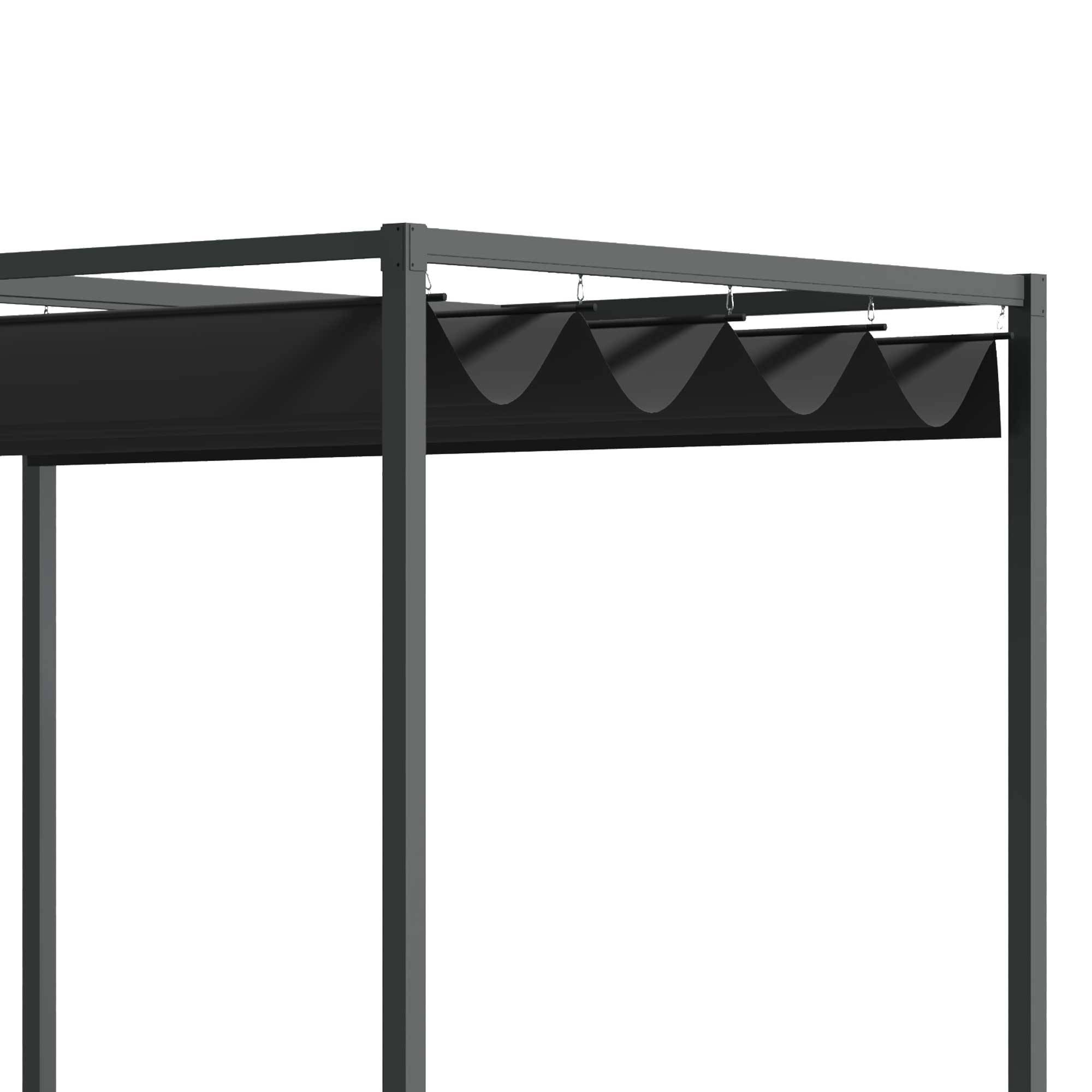 Pergola Tonnelle Métal Jardin Toit Rétractable Coulissant 298x213cm Gris Noir - ComfortXL Outdoor Living - Image 7