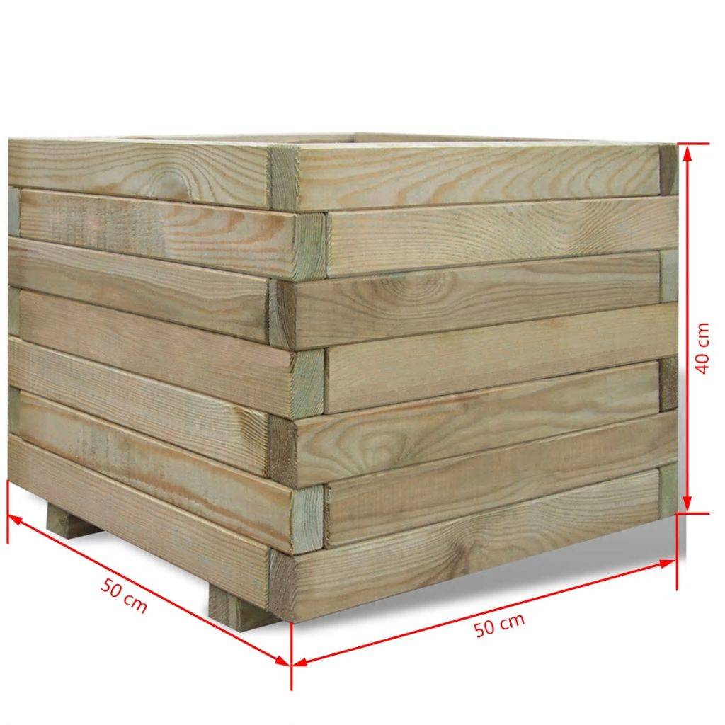 Helloshop26 - Jardinière lit surélevé plantes fleurs jardin 50 x 50 x 40 cm bois carré - Imagen 4