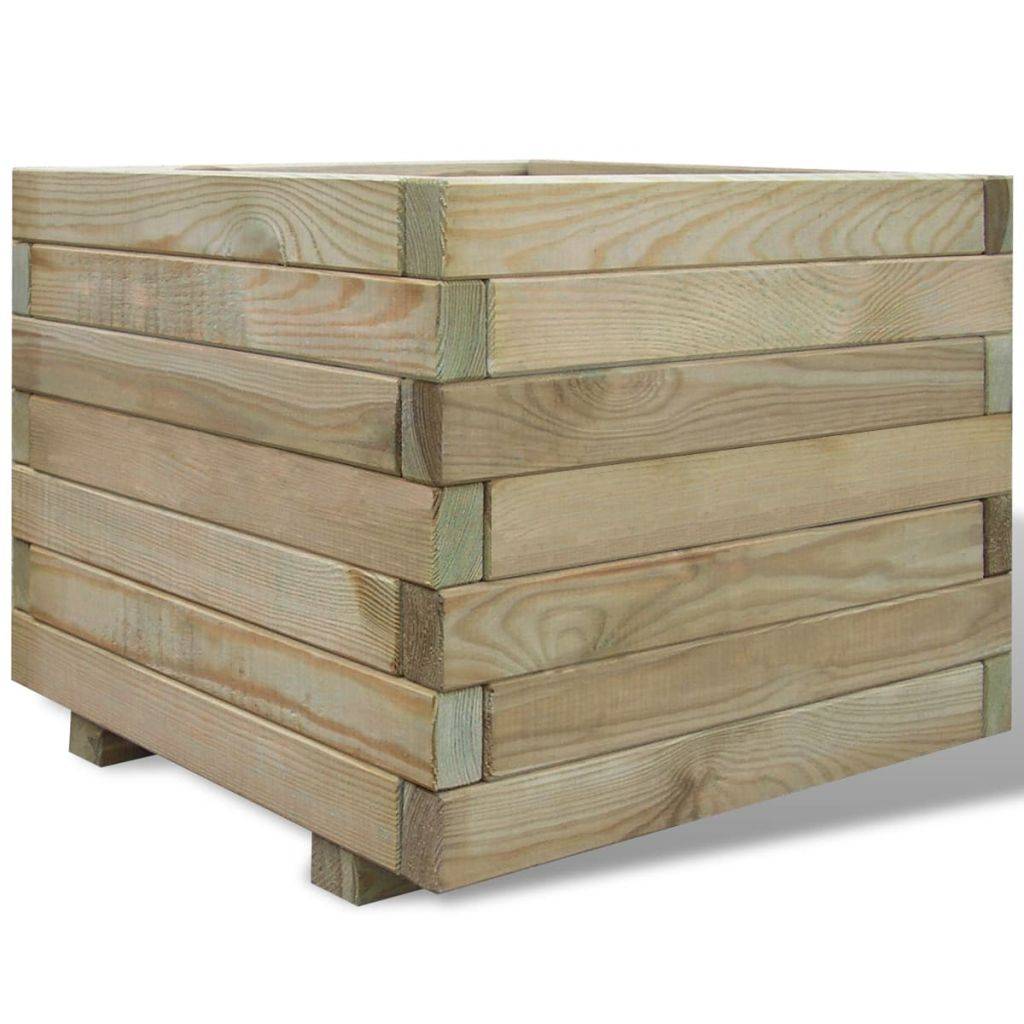 Helloshop26 - Jardinière lit surélevé plantes fleurs jardin 50 x 50 x 40 cm bois carré - Imagen 1