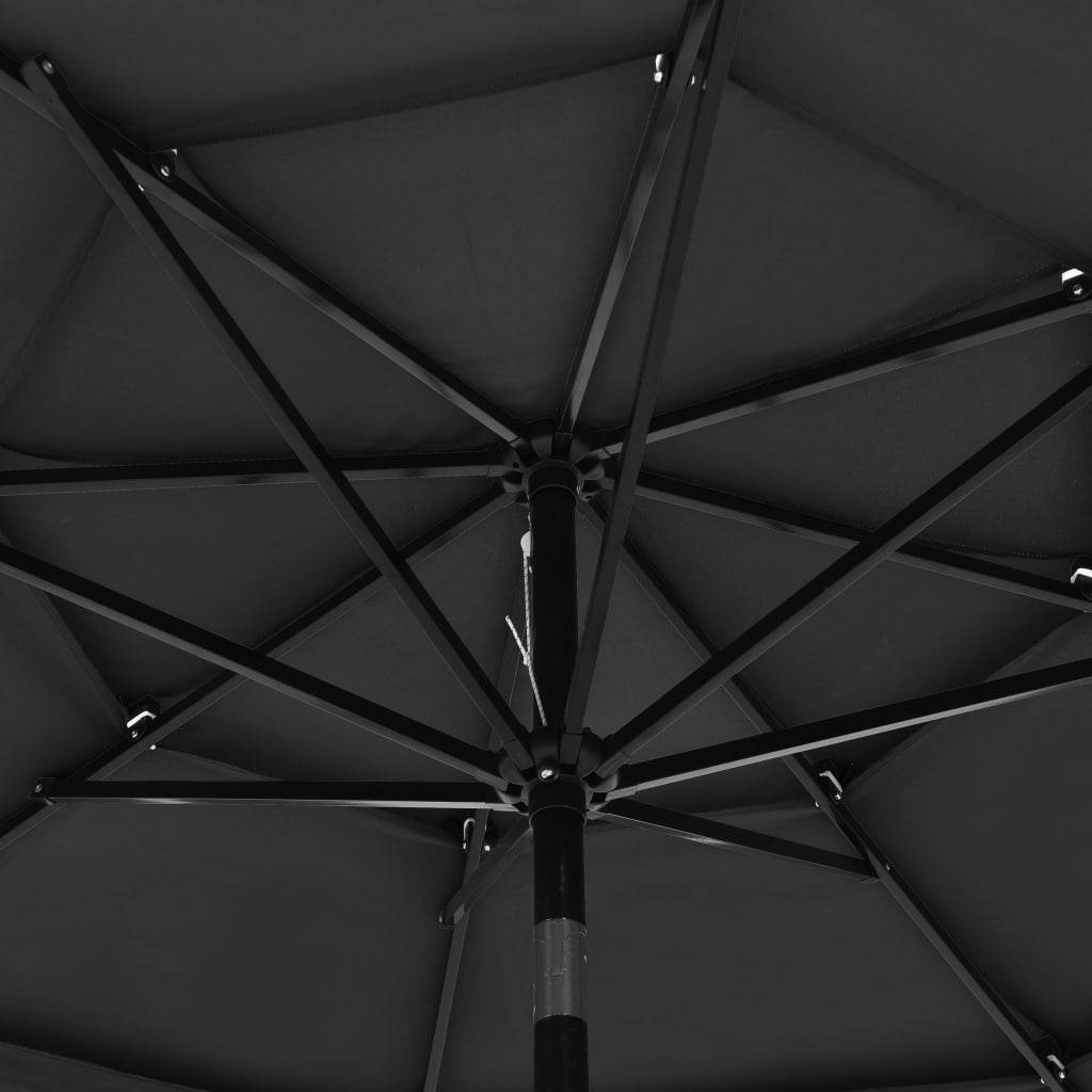 Vidaxl - Parasol de jardin à 3 niveaux avec mât en aluminium anthracite vidaXL 313870 - Imagen 2