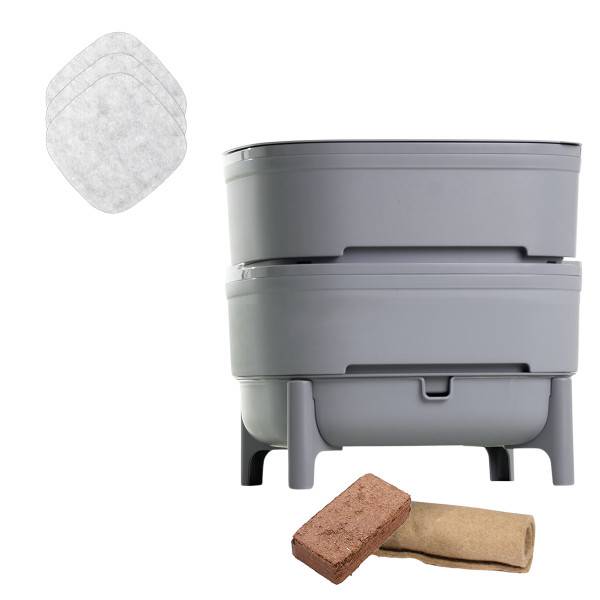 Ferme Du Moutta - WORMcube Gris Design & Compact I Lombricomposteur 2 plateaux - Imagen 1