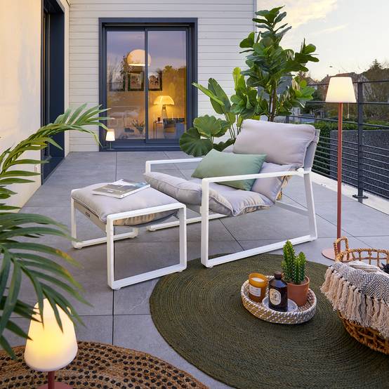 Hesperide - Fauteuil relax de jardin "Lambinio" blanc en aluminium en acier traité en epoxy Hespéride - Image 3